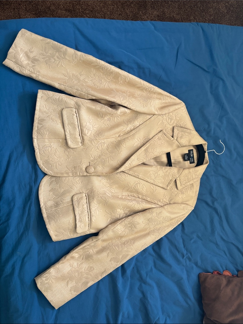 Style & Co. Cream Floral Jacquard Blazer